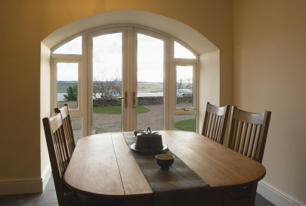 dining room with new door installation